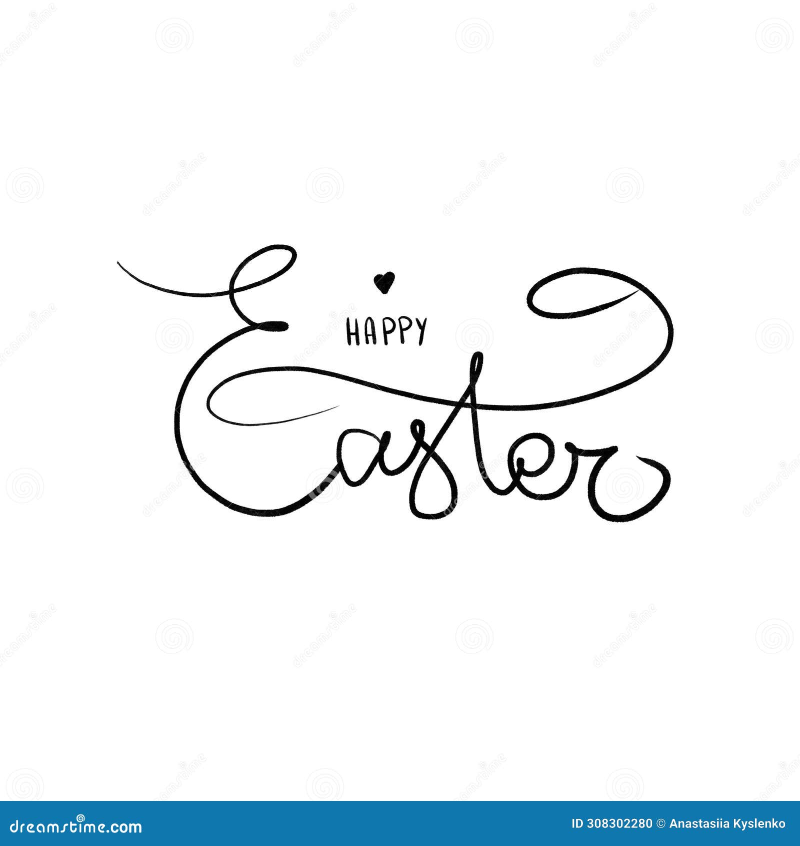 happy easter! holiday greeting card or postcard. template for invitation. hand drawn happy easter sign image raster on white